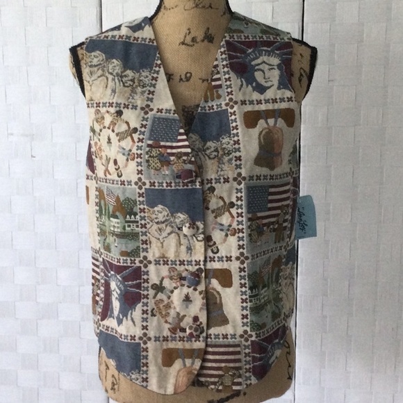 Ann Loy Tapestry Original Vest size M color cream and brown. NWOT #341 - Picture 1 of 8